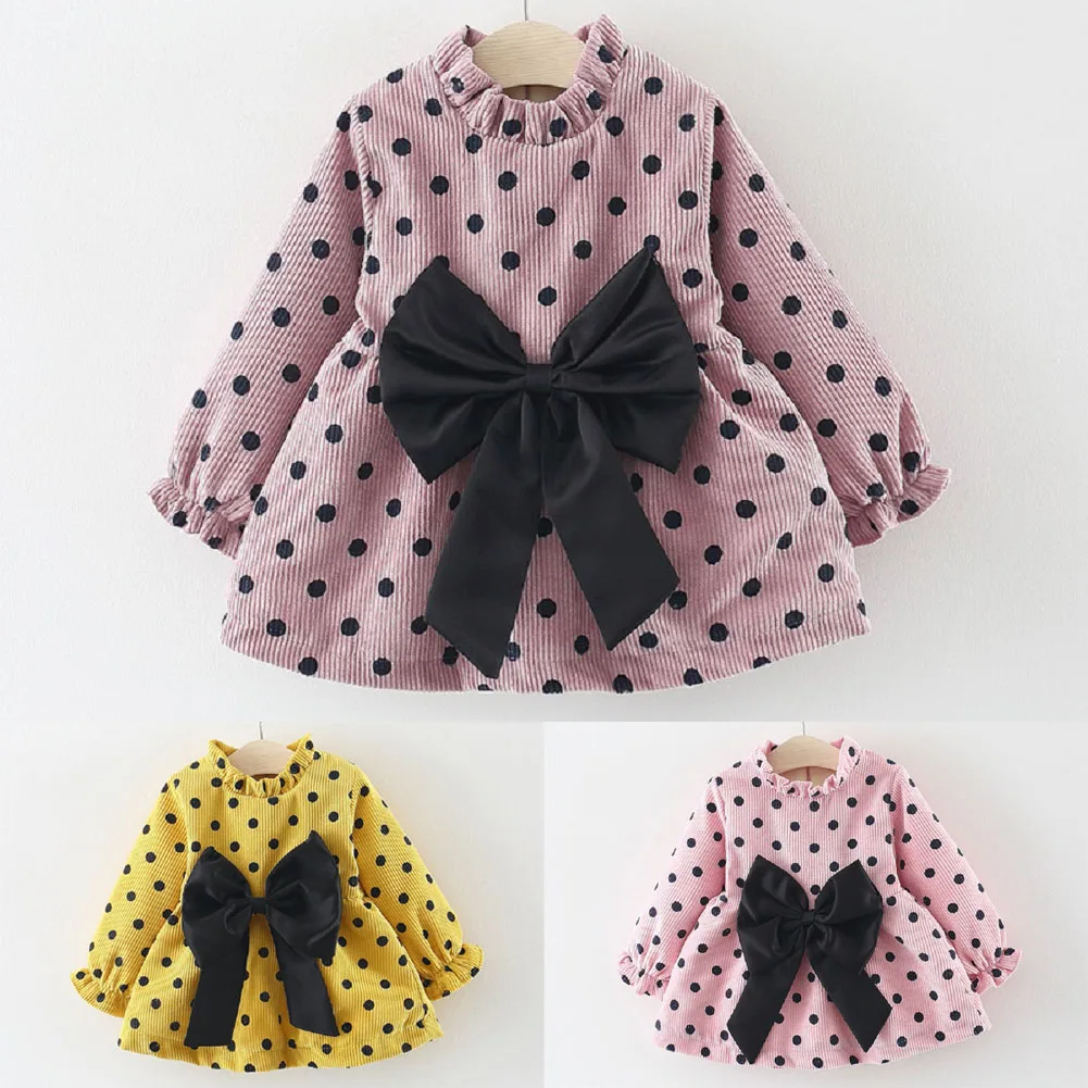 

Girl Dress 2019 Toddler Infant Baby Girl Dot Flower Clothes Long Sleeve Dress Tutu Lace Dress