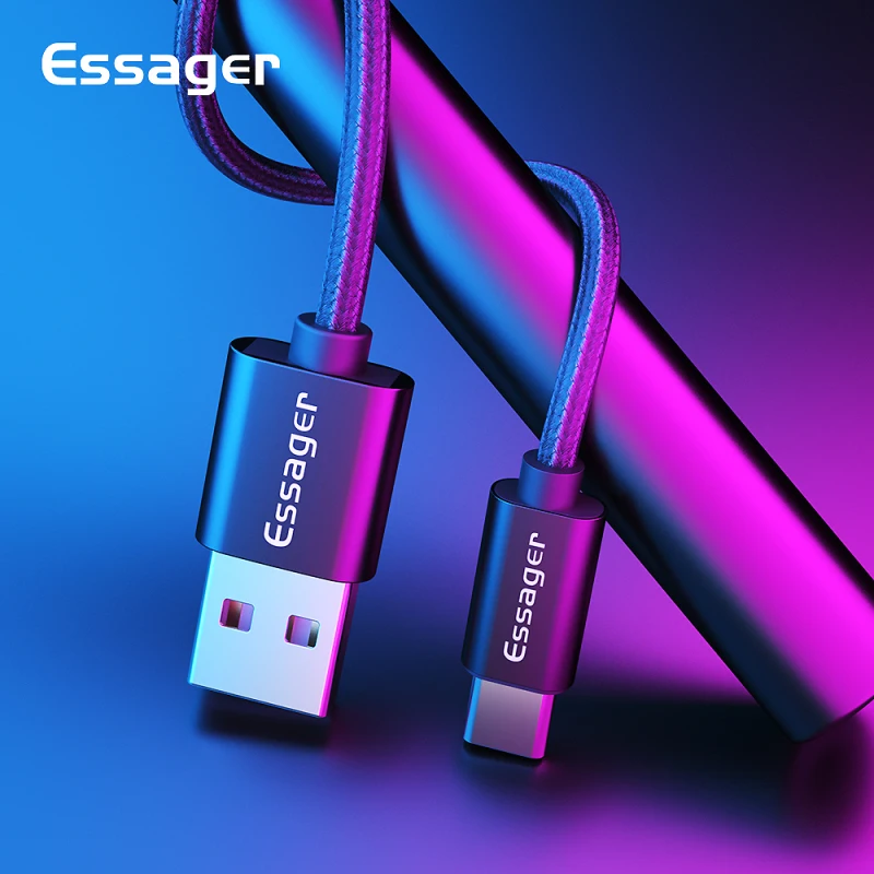 Usb-кабель Essager type-C, 3 А, быстрая зарядка, USB-C, зарядное устройство для Xiaomi Mi 9, 8, samsung S10, S9, Oneplus 7, 6, 6, type-C, USBC, шнур для передачи данных