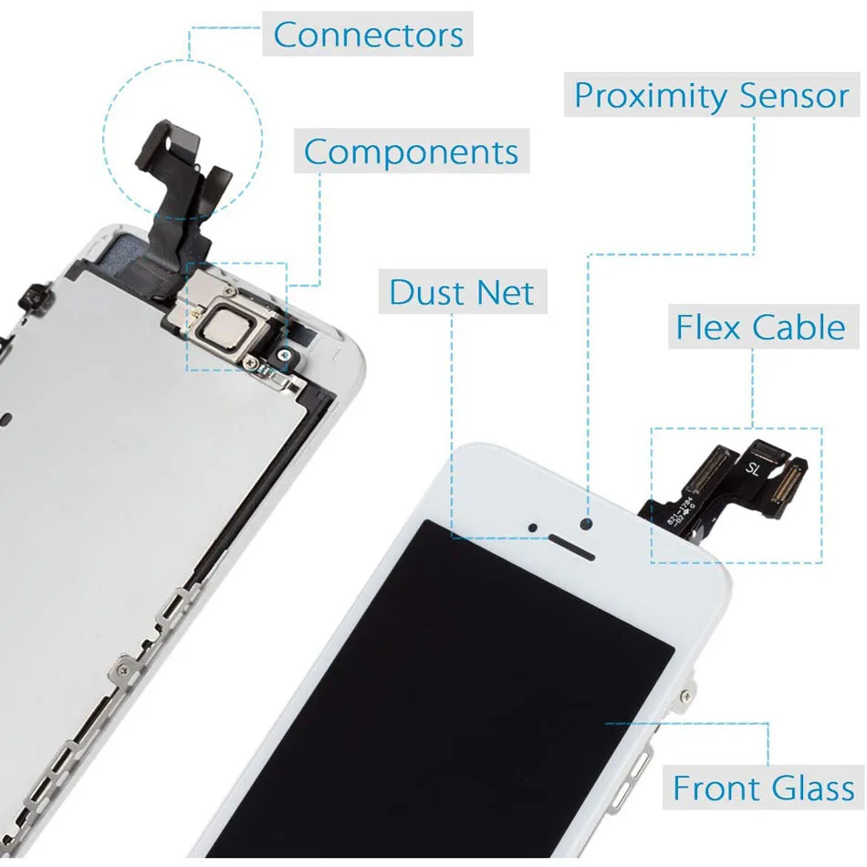 Для iPhone 5S экран Замена ЖК-дисплей Совместимость полная сборка сенсорный дигитайзер с фронтальной камерой дигитайзер Замена
