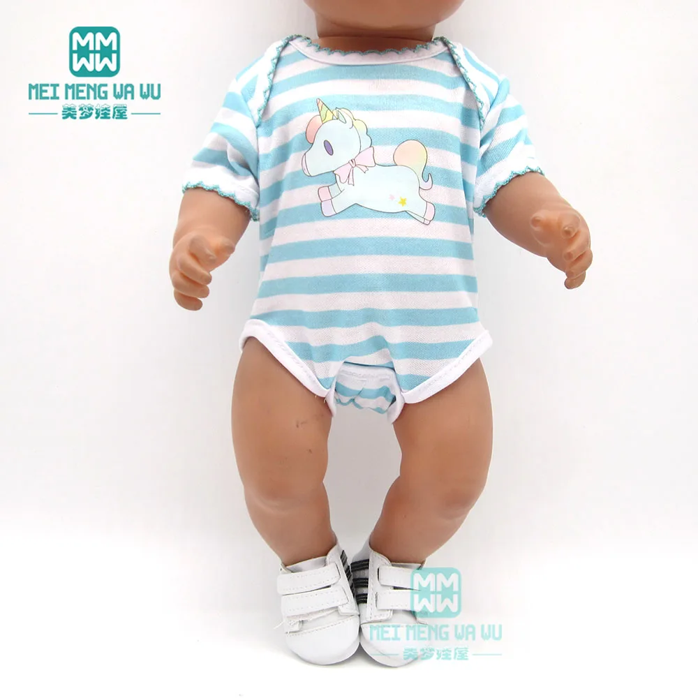 Детская Одежда для куклы подходит 43 см игрушки Новорожденные аксессуары белая футболка+ джинсы