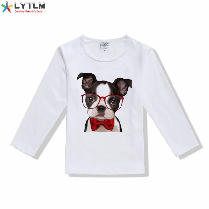 LYTLM животных 3D рубашка с Мопсом для девочек для маленьких девочек, летняя одежда, футболка для малышей, топы для девочек с длинными рукавами футболка с мультяшным принтом roupa infantil