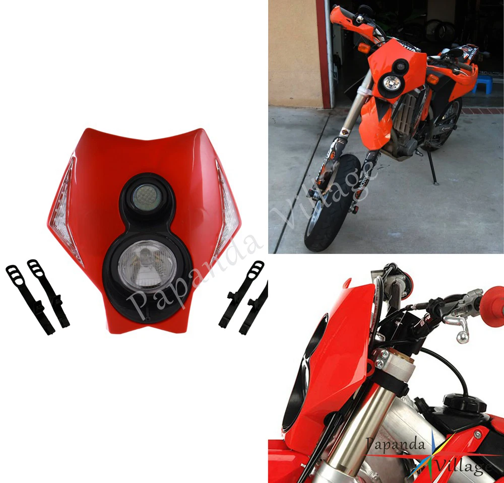 Универсальная мотоциклетная фара Papanda с двумя фонарями для Honda Kawasaki Suzuki Yamaha WR 450 250