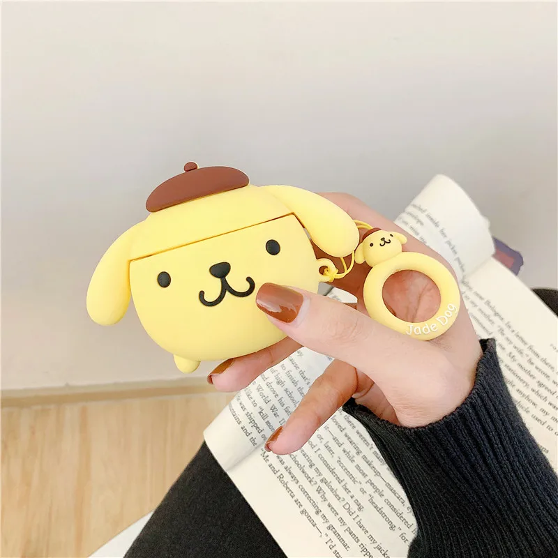 Cute Cartoon Kuromi Pom Pom Purin My Melody Shockproof Headphone Cases For Apple Airpods 1/2 Silicone funda Earphone Cover