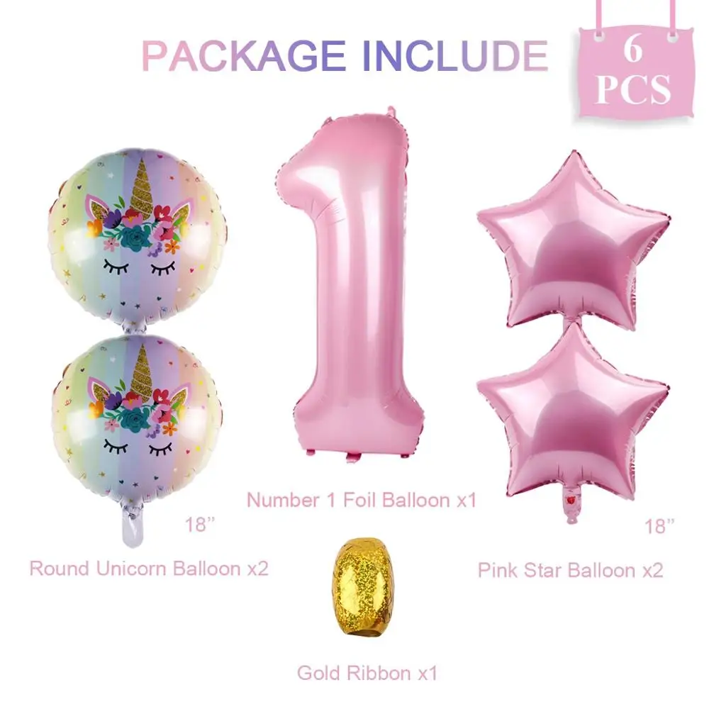 unicorn ballon 1 QIFU Единорог, вечерние наклейки на бутылки, посуда, коробка для конфет, единорог, украшения для дня рождения, Детские сувениры, принадлежности для шаров в виде единорога - Цвет: unicorn ballon 1