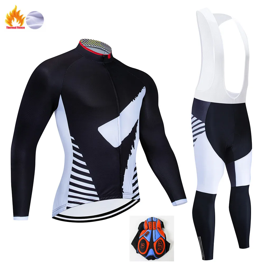 Ropa de Ciclismo de Invierno Ropa de manga larga de montar conjunto de Polar termico Ropa de Ciclismo Invierno mantener el calor - Цвет: Fleece set