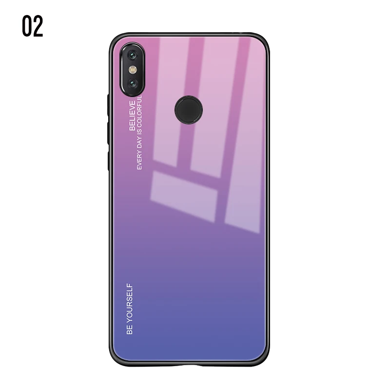 2 Градиентный чехол из закаленного стекла для Xiao mi Red mi Note 7 5 6 8 Pro Pocophone F1 mi 8 mi A2 Lite 6X mi 9 SE 9 t, защитный чехол - Цвет: 2