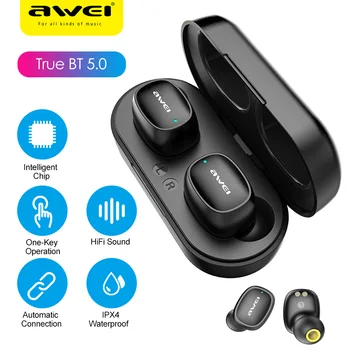 

AWEI T13 TWS Touching Control Earphone Intelligent BT Binaural Call In-Ear Earbuds Mini Fashion Auto Connection Sports Earphones