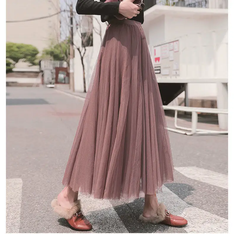Vintage Floral Print A-line Pleated Long Skirts Summer Women