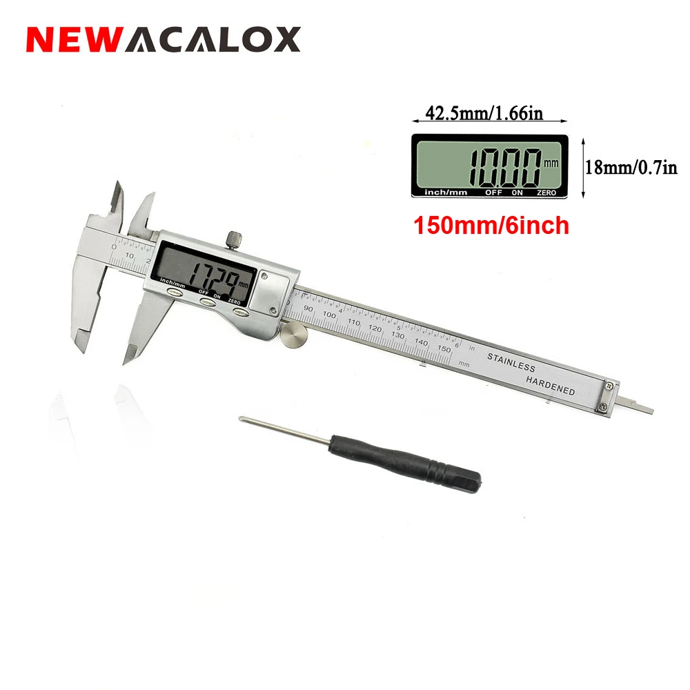 Newacalox 150mm 0 6 Inches Vernier Caliper 0 02mm 0 001inch Precision Measurement Tool Digital Caliper Metric Metal Caliper Calipers Aliexpress