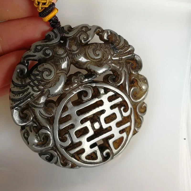 

Natural Vintage JadeDouble Phoenix Hi Pendant Charm Jewellery Women's Hand-Carved Pendant For Women Men Fashion Accessories