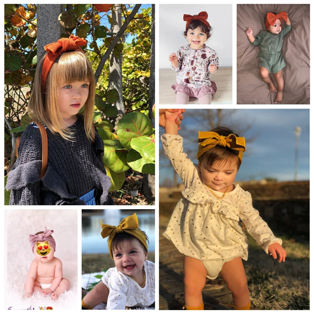 Осенне-зимняя однотонная Детская повязка на голову для девочек; мягкие эластичные повязки на голову для маленьких девочек; аксессуары для волос; повязка на голову