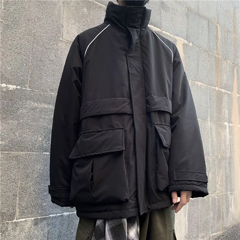 

Winter Padded Jacket Men's Parka Warm Fashion Casual Short Coat Men Loose Korean Cotton Padded Big Pocket Coat Mens Clothes