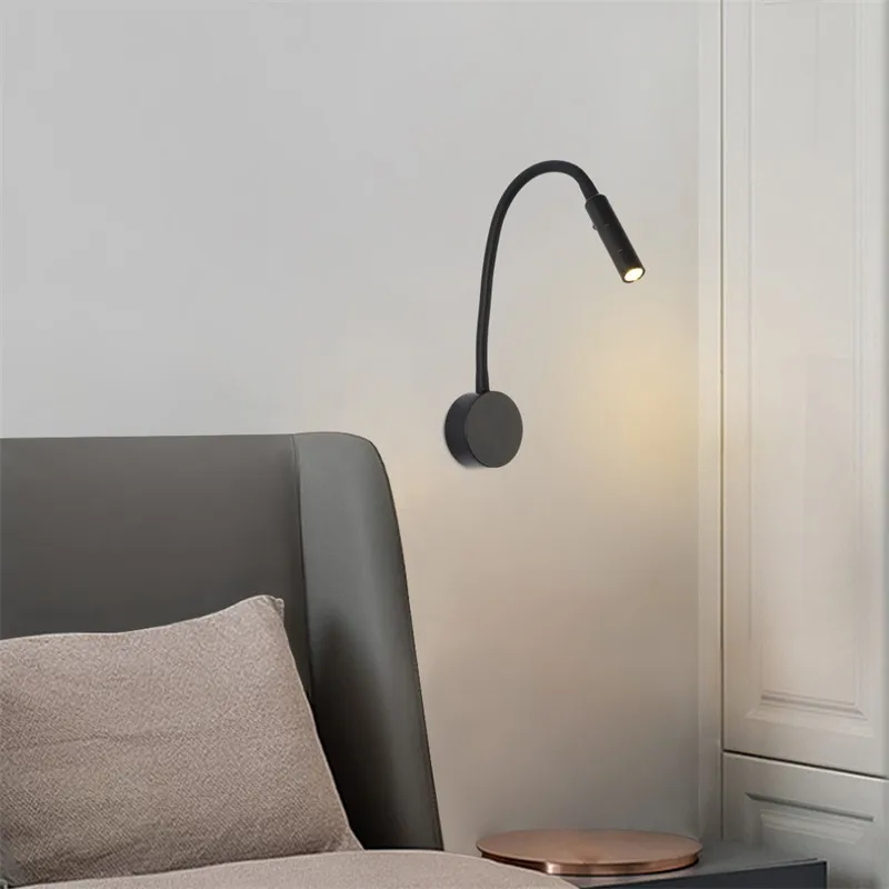 Modern LED Reading Wall Lamp 1W/3W Flexible Hose Bedside Wall Mounted Sconce Bedroom Study Book Wall Light With Switch AC85-265V art deco wall lights