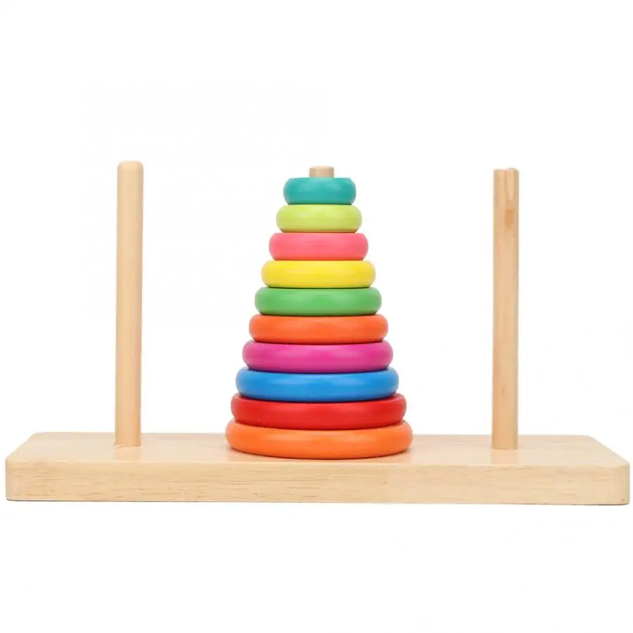 

Kids Wooden Rainbow Tower Ring Children Building Blocks Stacking Toy Baby Colorful Tower Ring Stack Up Assembled Toys Education