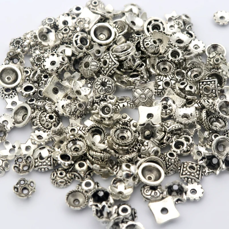 200 stücke Gemischte Größe Tibetischen Silber Kleine Perlen Kappen Für Schmuck Machen Diy Handarbeiten Finden Zubehör Versorgung – Detail 3