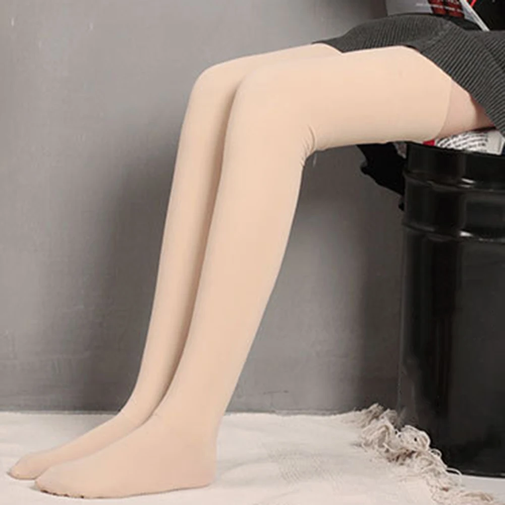 1 Pair Women Girl Over Knee High Socks Spring Autumn Winter Warm Knit Soft Thigh High Long Socks solid color loose socks