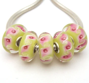 

JGWG1505 5X 100% Authenticity S925 Sterling Silver Beads Murano Glass beads Fit European Charms Bracelet diy jewelry Lampwork