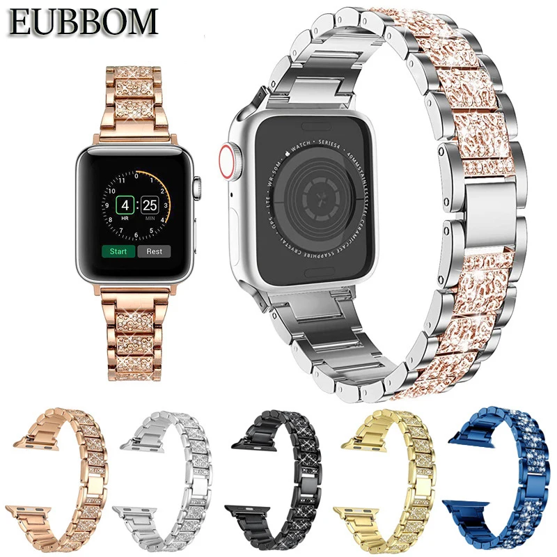 Ремешок для Apple watch Band 44 мм/42 мм/40 мм/38 мм браслет из нержавеющей стали с тремя