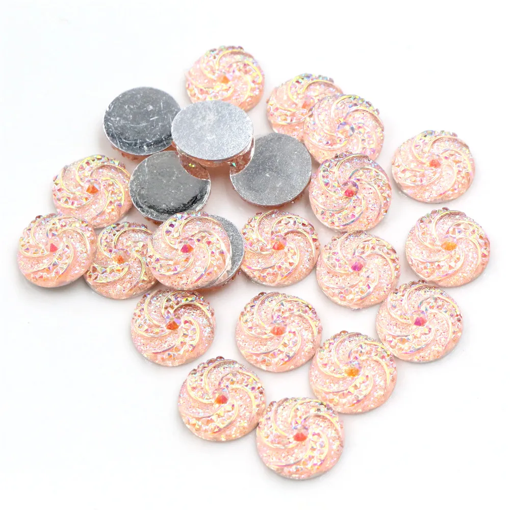 

New Fashion 40pcs 12mm Pink AB Colors Windmill Style Flat back Resin Cabochon For Bracelet Earrings accessories-G1-09