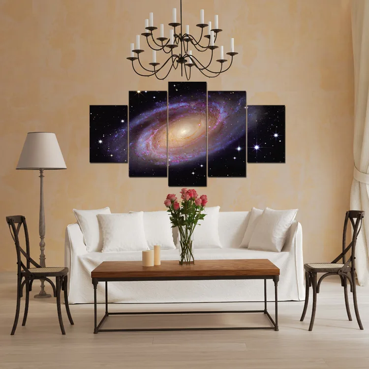 

Space Cosmic Starry Sky 5-frame Painting Decoration Canvas Core Wholesale Manufacturers Direct Selling Graphic Customization WPH