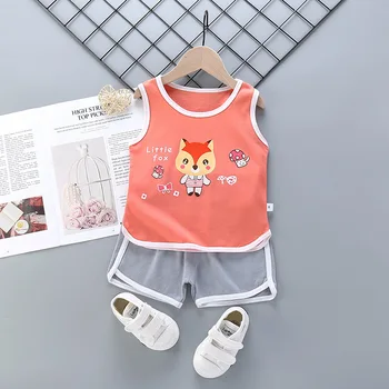 

Summer 0-2year Baby Clothes Set sleeveless Cotton Newborn Baby Boys Girls Clothes 2PCS Baby Leisure suit Kids Clothing Sets