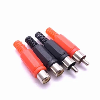 

10pcs 5red 5black Plastic lotus audio and video RCA male welding head AV male plug/Female socket lotus plug welding connector