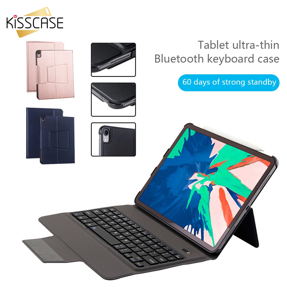 KISSCASE Smart Keyboard Tablet Case For iPad Pro 11" Flip Soft PU Leather Back Cases Pencil Holder Stand Slim Back Cover