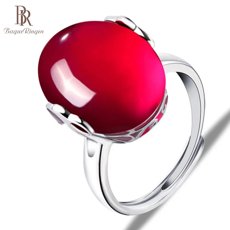 Женское кольцо с красным Рубином Bague Ringen винтажное модное ювелирное изделие из