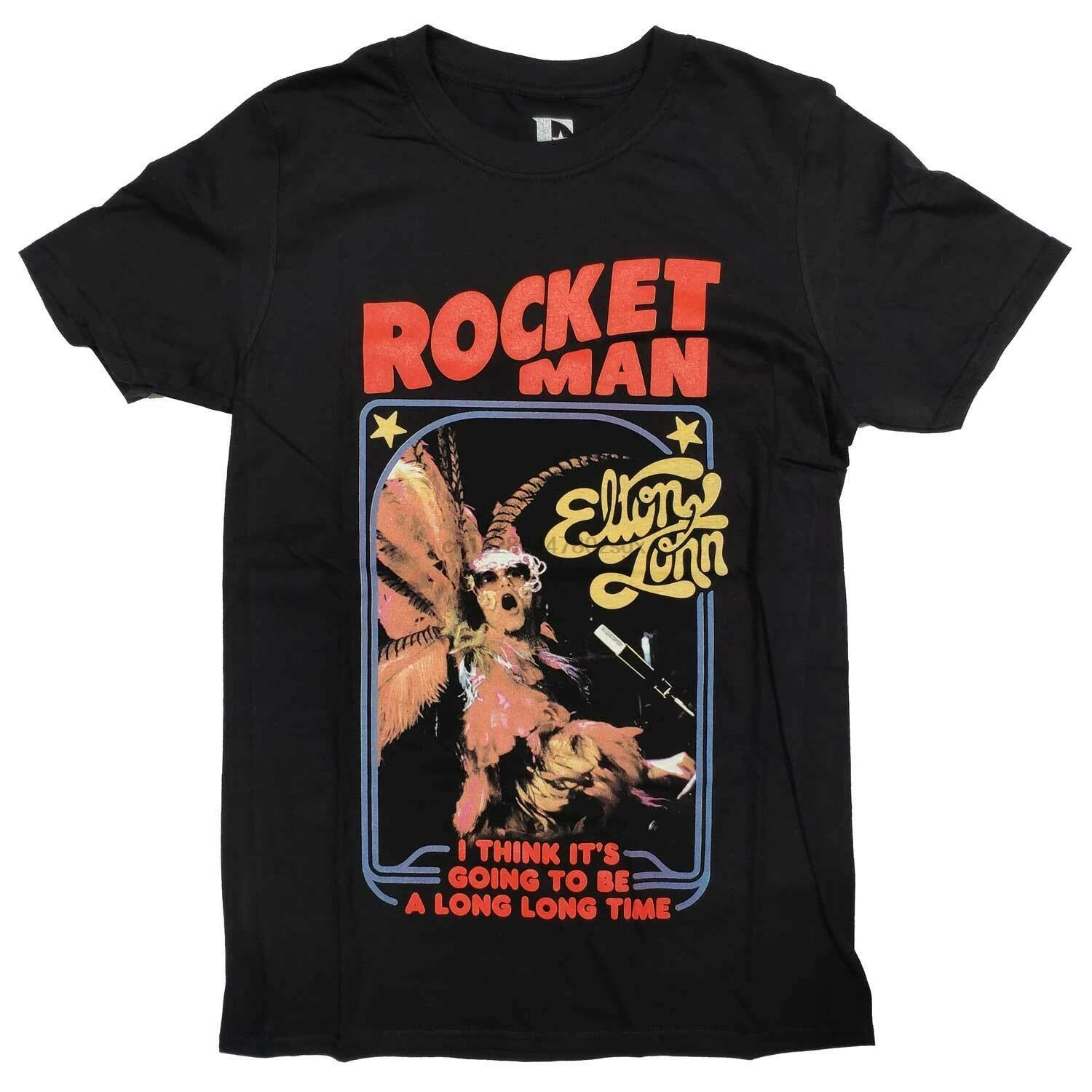 Elton John T Shirt - Rocket Man Feathers 100% Official |