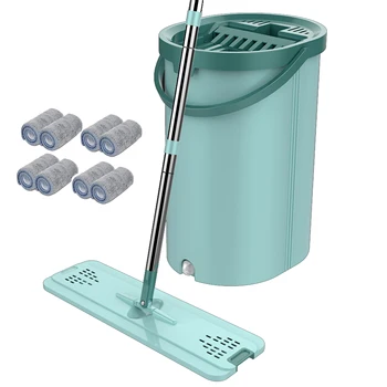 

Drop Shipping Magic Microfiber Cleaning Mops Flat Squeeze Magic Automatic Home Kitchen Floor Cleaner Free Hand Mop with Bucket