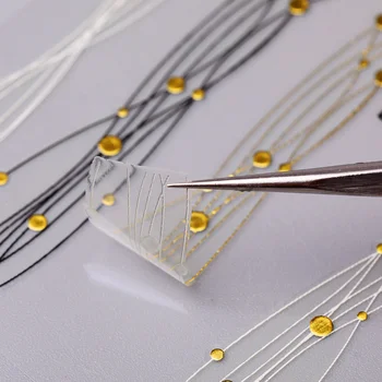 

1 Pcs 3D Nail Stickers Gold Black Linear Nail Sticker Transfer Various 3D Adhesive Nail Decoration Design