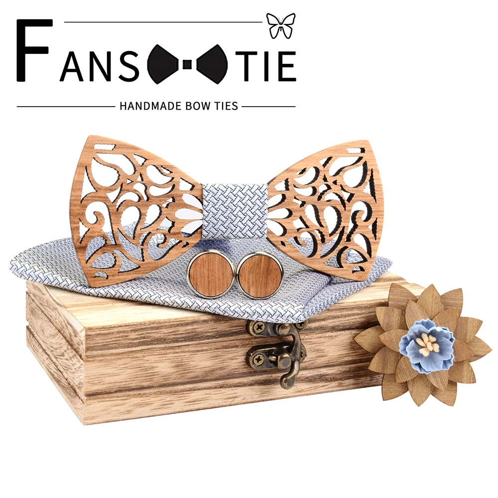 

Новинка 100%, набор деревянных галстуков-бабочек, цветочный однотонный носовой платок для мужчин, Свадебный ажурный резчик, деревянный галстук-бабочка, аксессуары в коробке, подарки