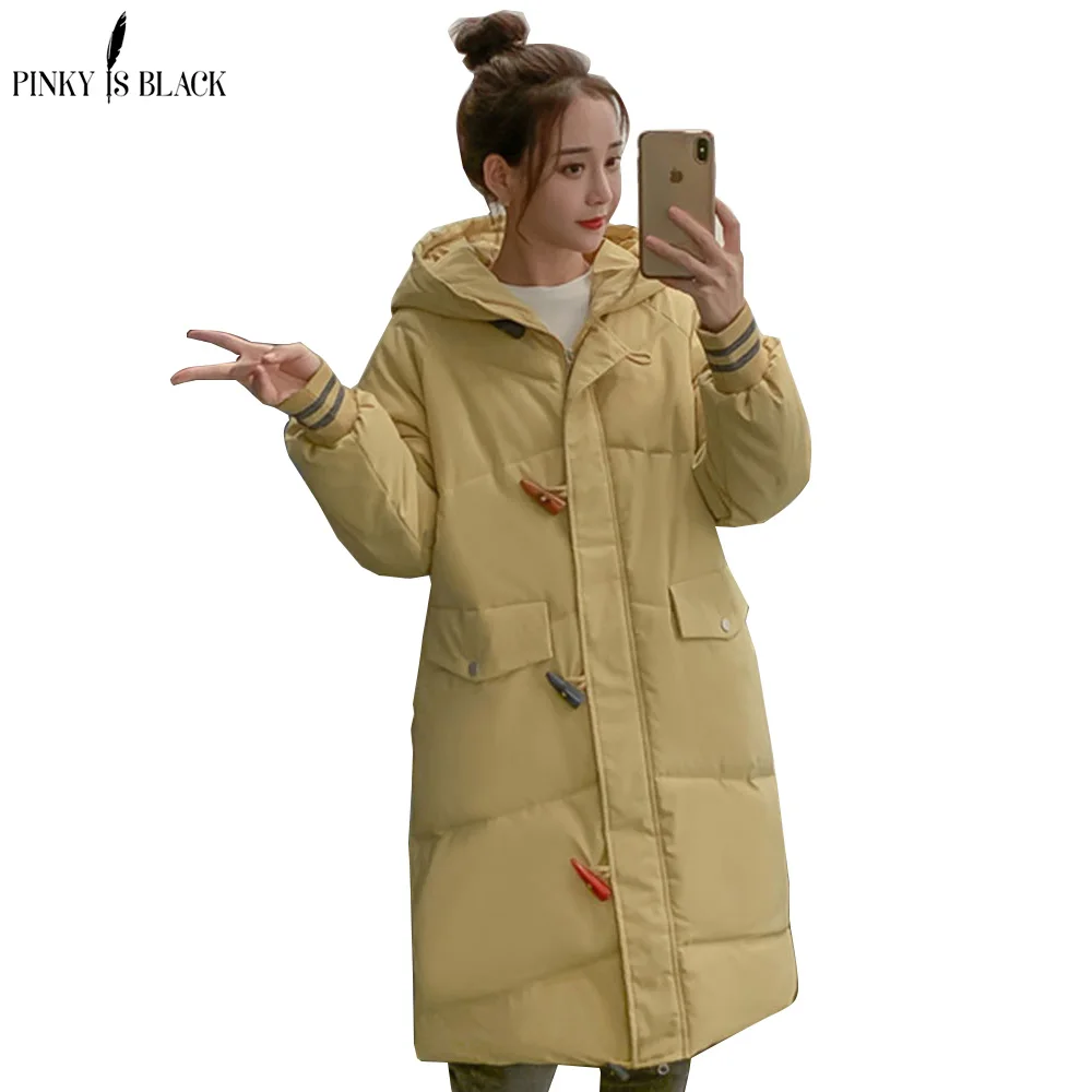 PinkyIsBlack Женское пальто с капюшоном Длинные парки зимняя куртка оверсайз женская
