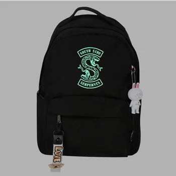 

Sac Riverdale Backpack Pop Bag South Side Serpent Luminous Bag Canvas Women Travel Backpack Glow at Night Mochila Riverdale Gift