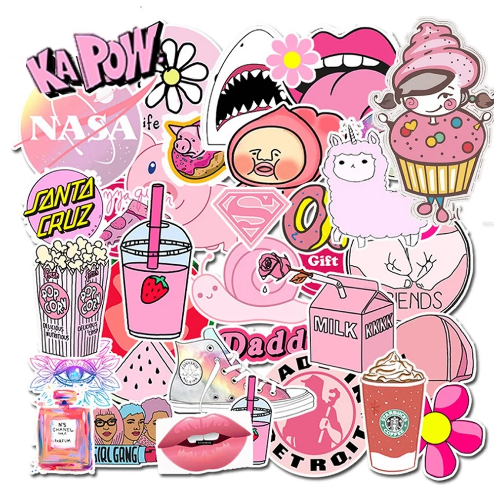 50 шт. kawaii милые граффити наклейки розовые аниме для девочек Игрушки ноутбука