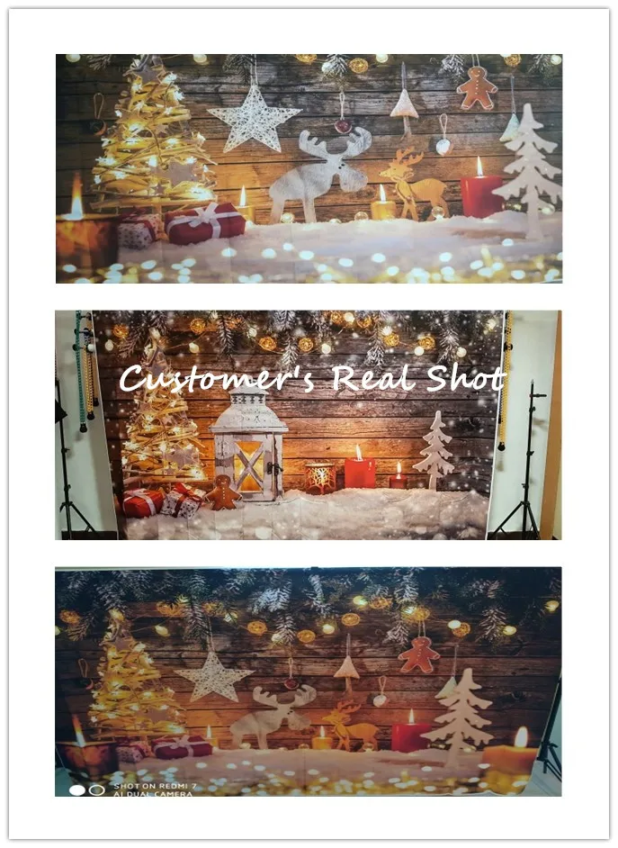  Yeele Christmas Tree Snow Lamp Gifts Wooden Board Photocall Baby Photography Backgrounds Photograph - 33058279057