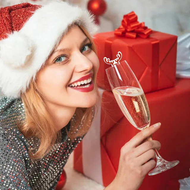 12pcs, Décoration De Verre À Vin Du Nouvel An, Cartes De Tasse, Décoration  De Table De Gobelet De Noël Pour Les Fournitures De Fête De Noël, Cadeau Du