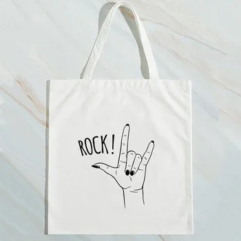 

gesture Shopping Bag Canvas Tote Bag Custom Print Logo Text DIY Daily Use Eco Ecologicas Reusable Recycle Handbag