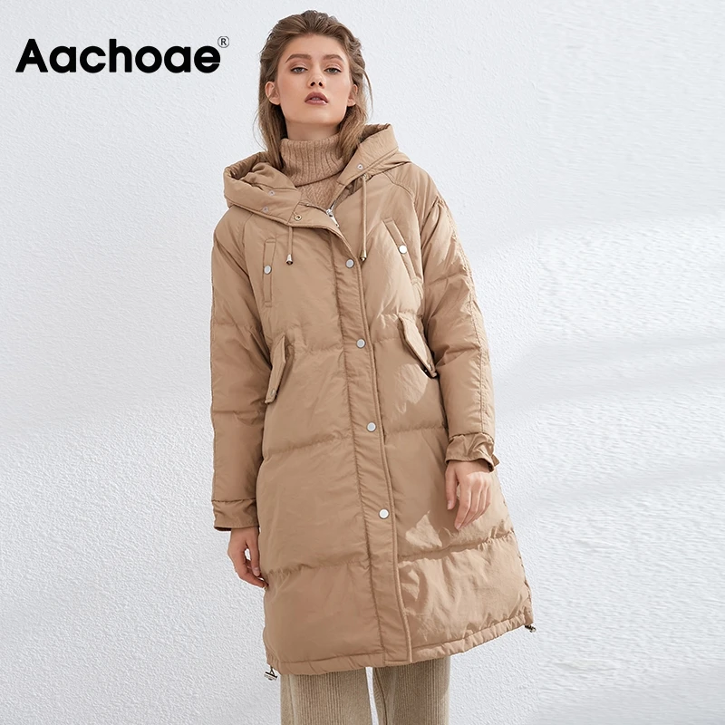 Aachoae Winter Women White Duck Down Jackets Coats