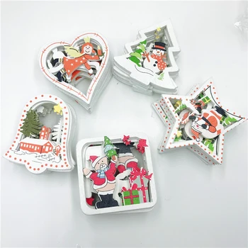 

10pcs Christmas Tree Decorations Hollow Wooden Ornaments With Twines Christmas Decorations For Home Wood Hanging Pendant Decor