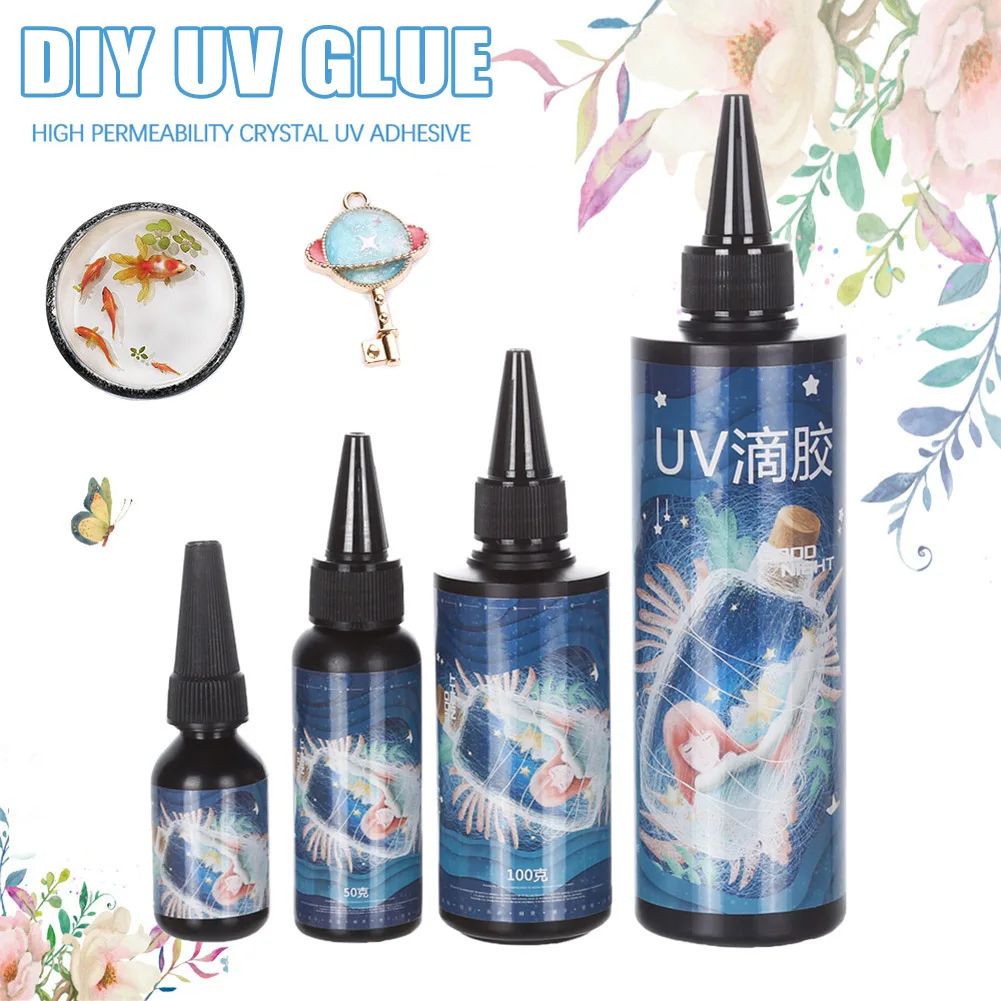 

New Transparent UV Ultraviolet Resin Gel Hard Glue Curing Quick-drying Non-toxic for DIY Jewelry Making Handicrafts 20/50/100g