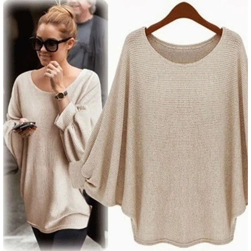 

Sweater Women Winter Clothes O-Neck Pullover Solid Batwing Sleeve Loose New Varied Color Plus Size Female Girls Sweaters Autumn