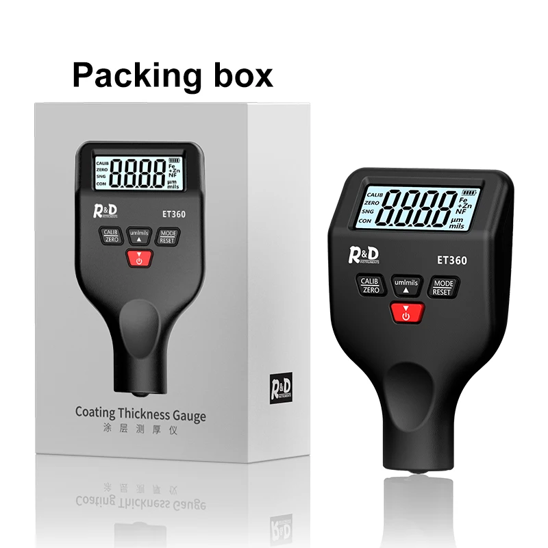 Paint Thickness Gauge R&D ET360 Mini Micron Level Car Paint Coating Thickness Gauge Fe/NFe Fe + Zn Russian Manual