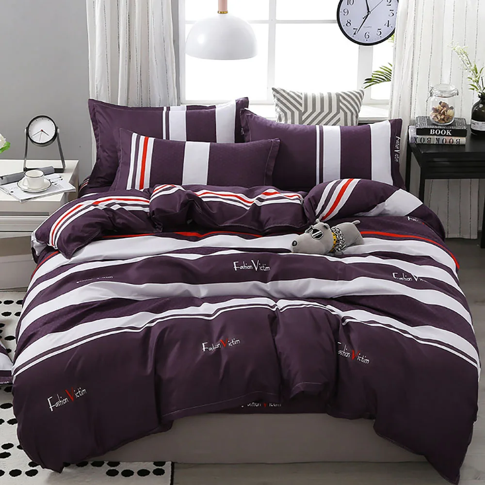 Blue Bedding Set Thumпостельные принадлежности комплект постельного белья королевского размера школьная жизнь креативный простой пододеяльник В Полоску Королева Полный Твин одиночный уникальный дизайн Комплект постельного белья - Цвет: Blue Bedding Set
