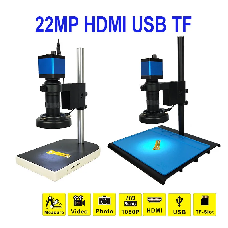 13MP HDMI VGA /22MP HD USB TF монокулярный микроскоп цифровая камера Объектив 56 светодиодная