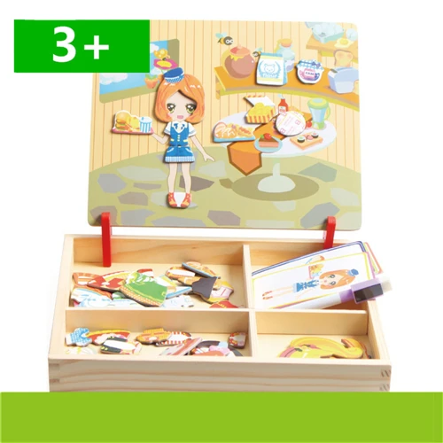 Детские развивающие игрушки животные/Транспорт/цирк доска для рисования магнитная головоломка деревянная игрушка деревянные пазлы для детей - Цвет: m-t-120-H