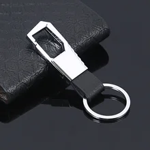 Творчество Натуральная кожа Мужская цепочка для ключей индивидуальный Логотип Прохладный брелок небольшие подарки кулон кольцо для ключей из сплава