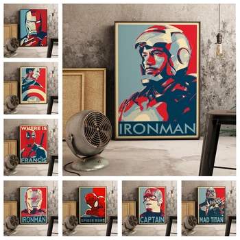 

Marvel Avengers Iron Man American Captain DC Justice League Deadpool Retro Style Poster Home Decor wall art No Frame o774