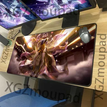 

XGZ Anime Sexy Fox Animal Large Gaming Mouse Pad Black Lock Edge Custom Home Computer Table Mat Non-slip Washable Carpet Xxl