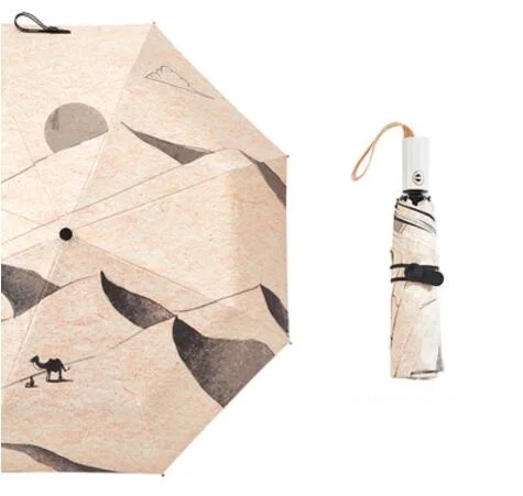 Индивидуальный Зонт с верблюжьей ручкой и черепом, полностью автоматический, мужской, 3 складной, УФ, защита от солнца, дождя, мужские ветрозащитные зонты, дождевик - Цвет: Automatic